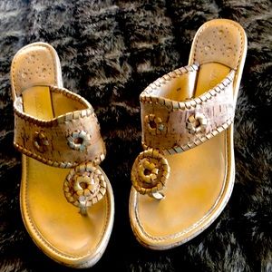 Jack Rogers Gold Wedge Sandals